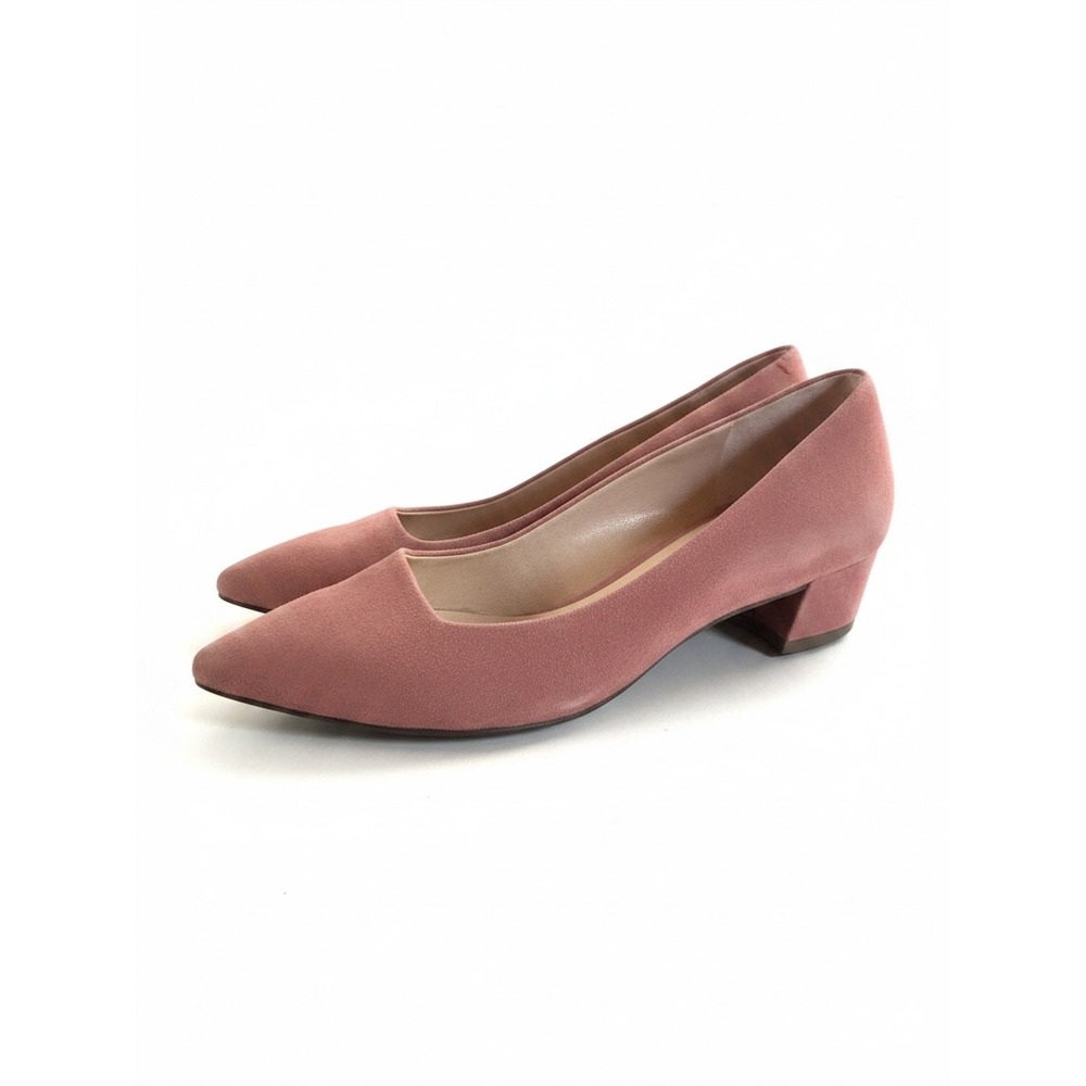 Franco Sarto L-Vincenza Pumps 7M Dusty Rose Pink Suede Low Block Heel Office
